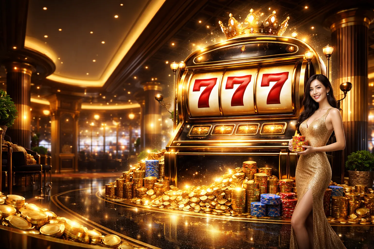 Hình ảnh chính trò chơi xèng Onbet88 với biểu tượng jackpot lớn